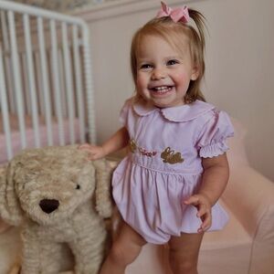 COPY - Smocked Easter Bunny bubble with bow for Angie